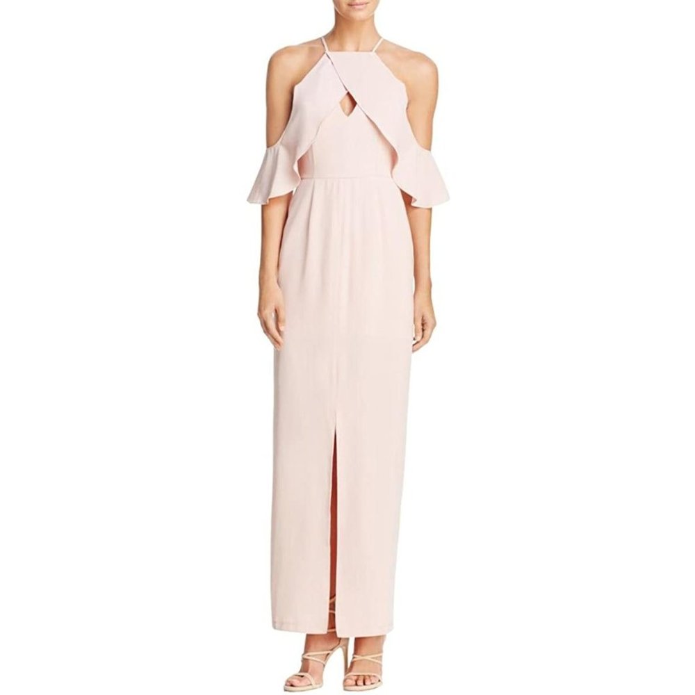 Keepsake The Label Women's Much More Cold Shoulder Flutter Maxi Dress Peach